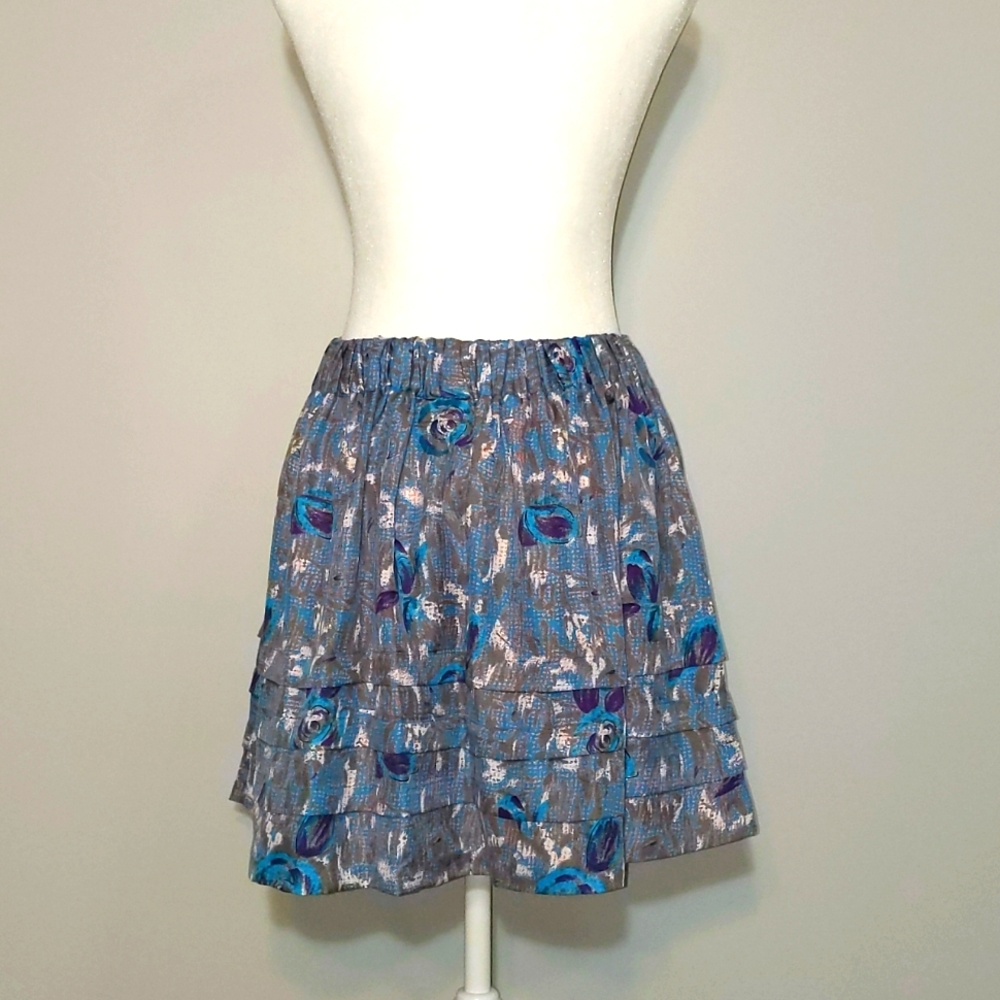 Elastic Tiered Print Skirt